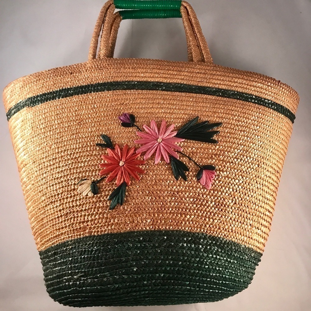 Vintage Large Raffia Bucket Bag